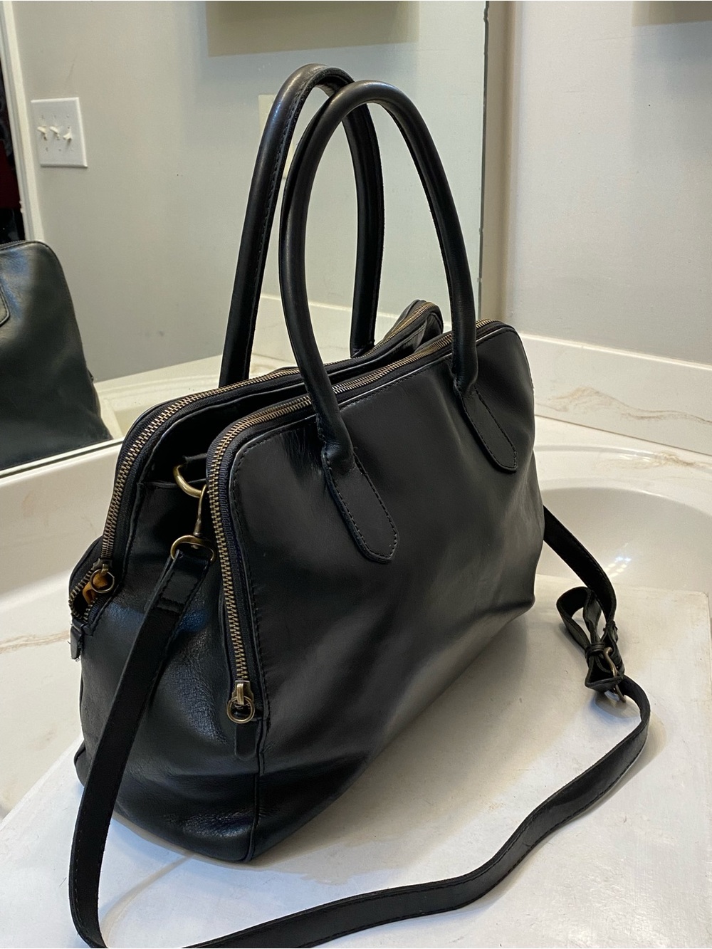 ABLE Double Zip Large Leather Satchel bag, great condition and clean interior - Picture 2 of 11